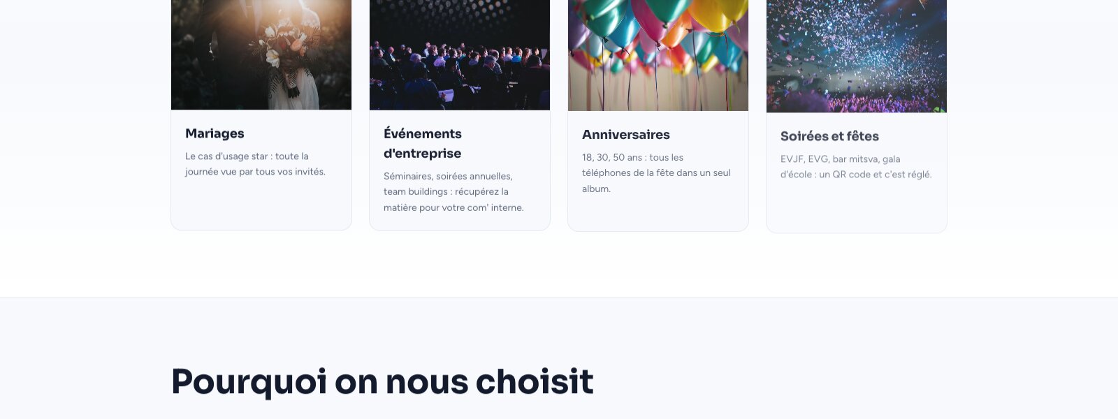 Les types d'événements couverts par Huskox